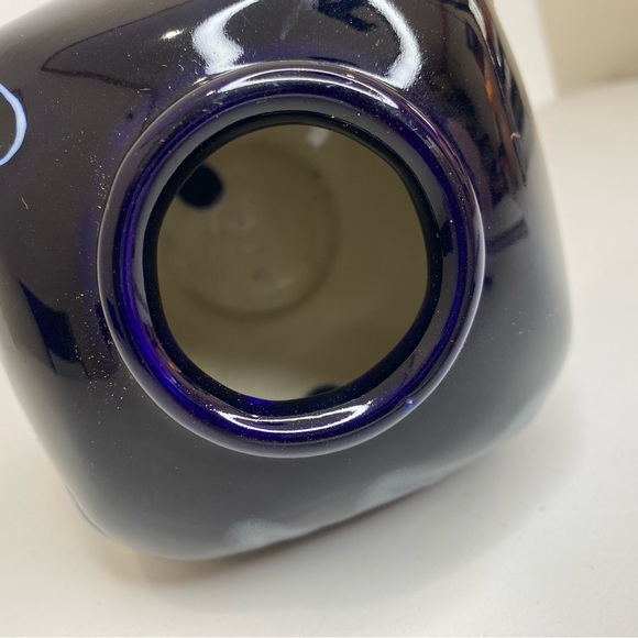 Vintage Abstract Ceramic Vase Blue Swirl Drip Glaze - Picture 5 of 5